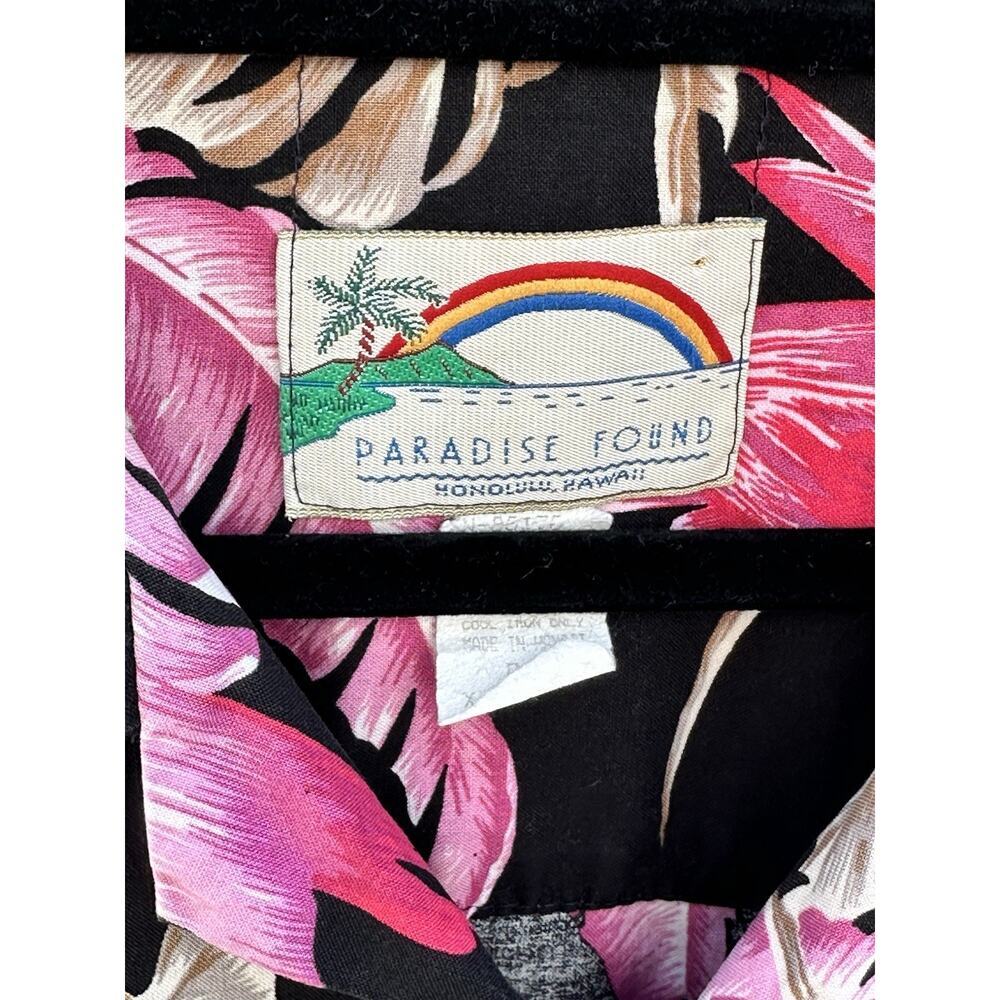 VTG Paradise Found Hawaiian Shirt Mens XL Magnum PI Parrot Floral Aloha USA - Picture 2 of 7